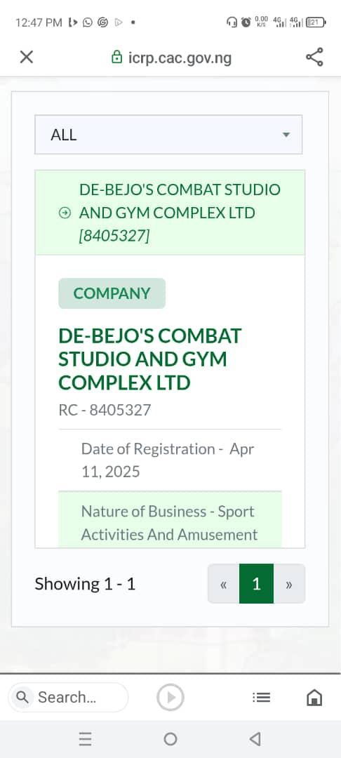 DE-BEJO’S COMBAT STUDIO & GYM COMPLEX LTD - NIGERIA LAGOS