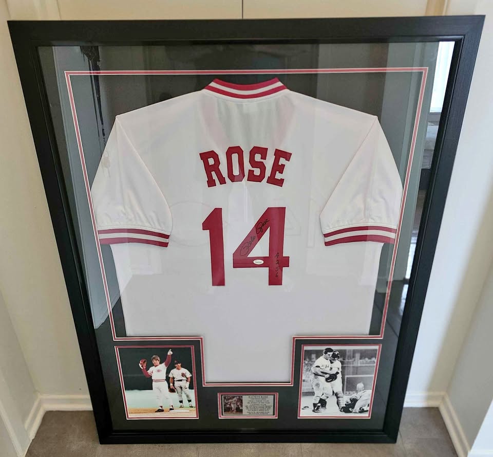 Pete Rose Autographed & Certified Framed Jersey – Legendary Baseball Collectible