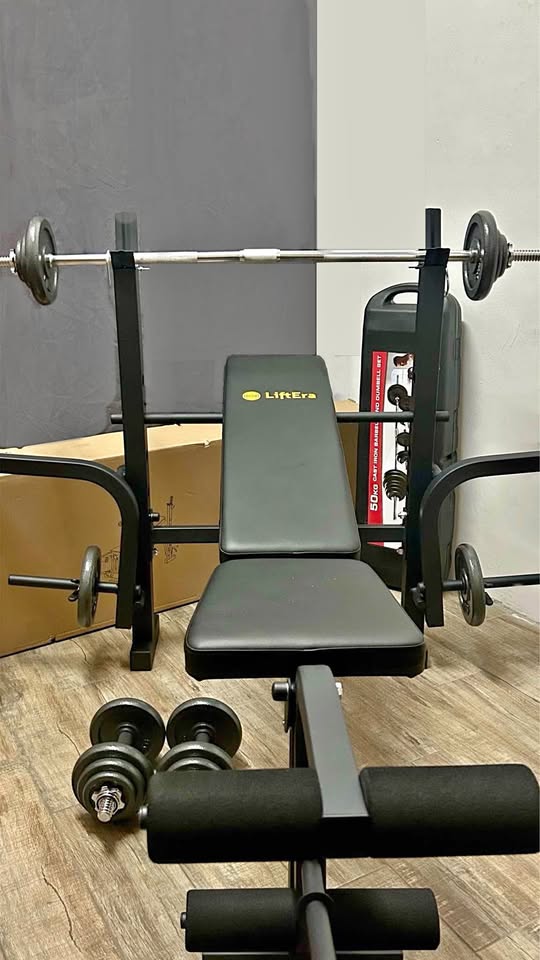 LiftEra Bench + 50kg Barbell Set Combo