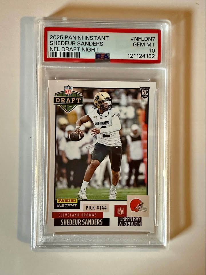 2025 Panini Instant Shedeur Sanders NFL Draft Night Rookie Card PSA 10 GEM MT #144 – Limited Edition Football Collectible