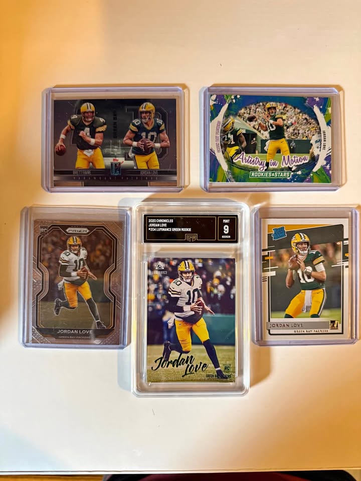 Jordan Love Rookie Card Lot – GMA Mint 9 Graded Rookie + Brett Favre Insert & More | Green Bay Packers Collection