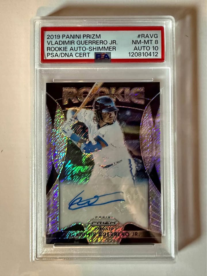 2019 Panini Prizm Vladimir Guerrero Jr. Rookie Auto Shimmer #7/7 PSA 8 Auto 10 – Rare Serial Numbered Baseball Card