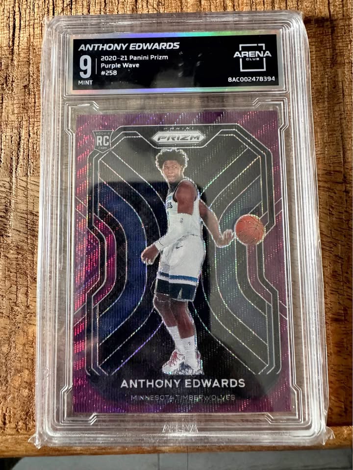 Anthony Edwards RC Purple Wave Prizm Graded 9 – High-End NBA Rookie Card