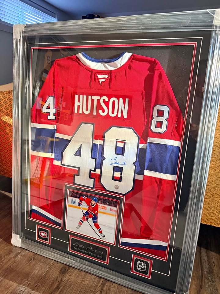 Lane Hutson Autographed Montreal Canadiens Framed Jersey – Premium COA Collectible