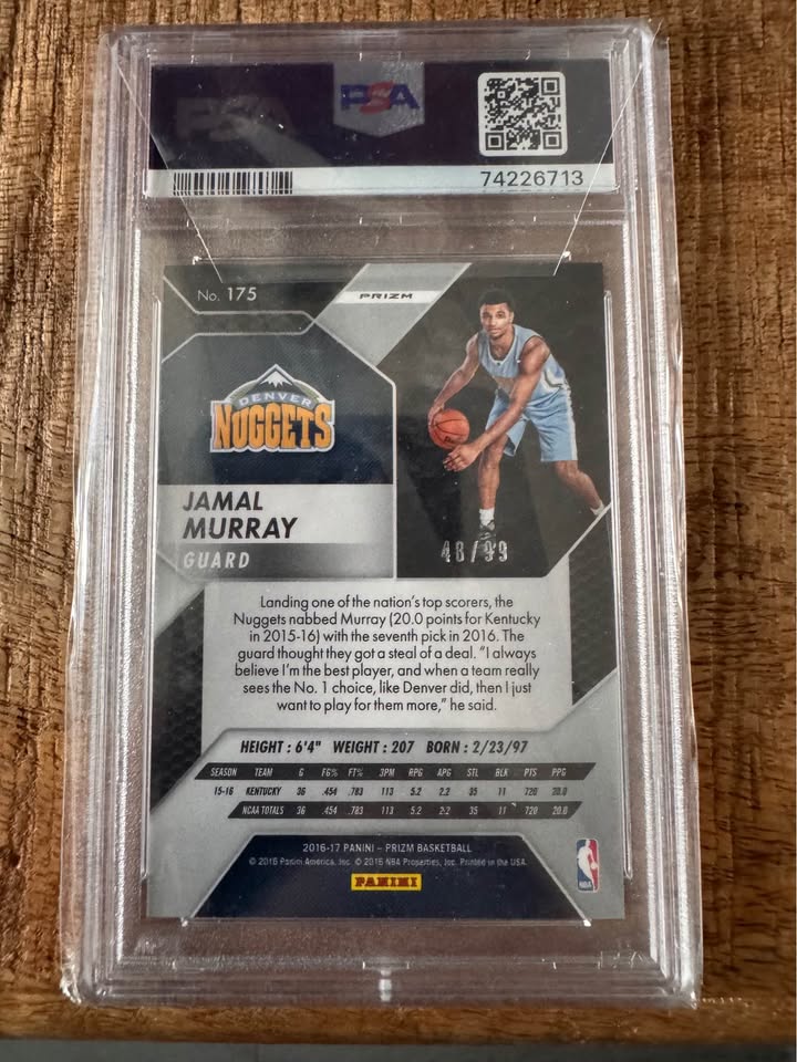 Jamal Murray RC Blue Wave Prizm 48/99 PSA 9 – Premium NBA Rookie Collectible