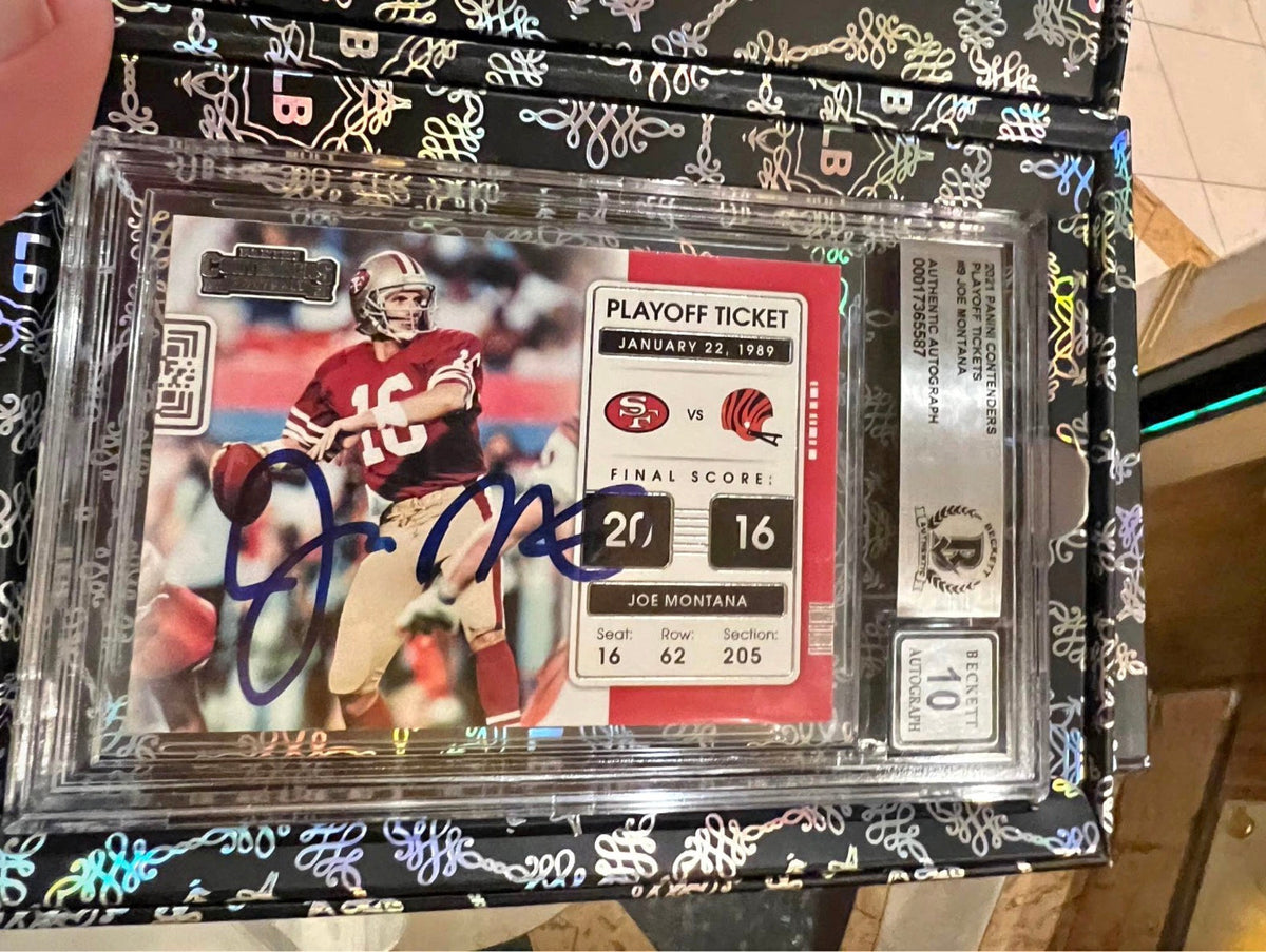 Joe Montana Playoff Tickets Autograph – Beckett Authentic Auto 10
