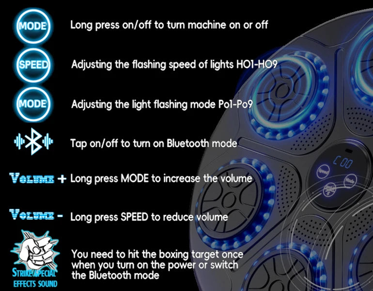 Smart Bluetooth Music Boxing Machine – Wall-Mounted Electronic Punching Trainer for Gym & Home