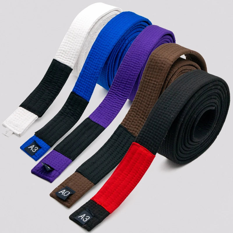 Brazilian Jiu-Jitsu (BJJ) Belts – 215cm-315cm | A0-A4 | Black, Brown, Purple, Blue, White | Free Name Embroider