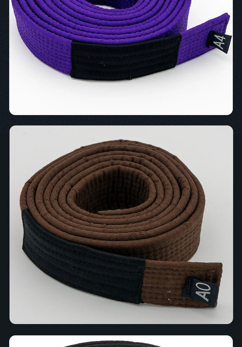 Brazilian Jiu-Jitsu (BJJ) Belts – 215cm-315cm | A0-A4 | Black, Brown, Purple, Blue, White | Free Name Embroider
