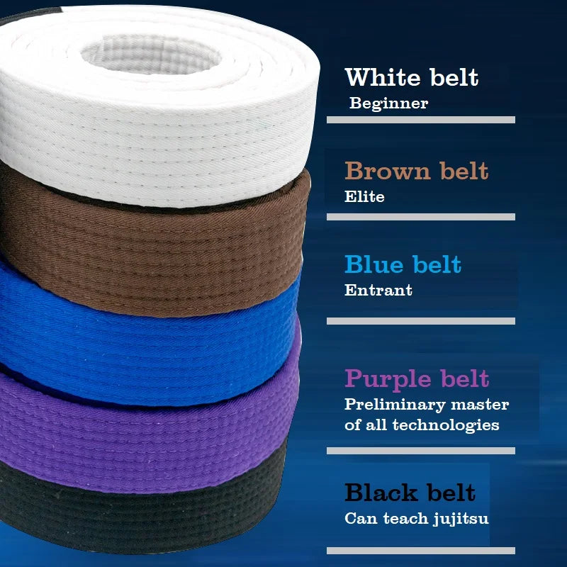 Brazilian Jiu-Jitsu (BJJ) Belts – 215cm-315cm | A0-A4 | Black, Brown, Purple, Blue, White | Free Name Embroider