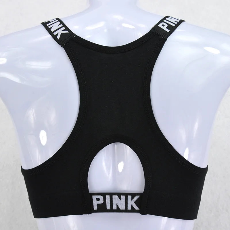 1 PC Women's Sports Bra Push Up Fitness Bra Running Yoga Gym Fitness Top Black White Letters Seamless Underwear Bras Sport