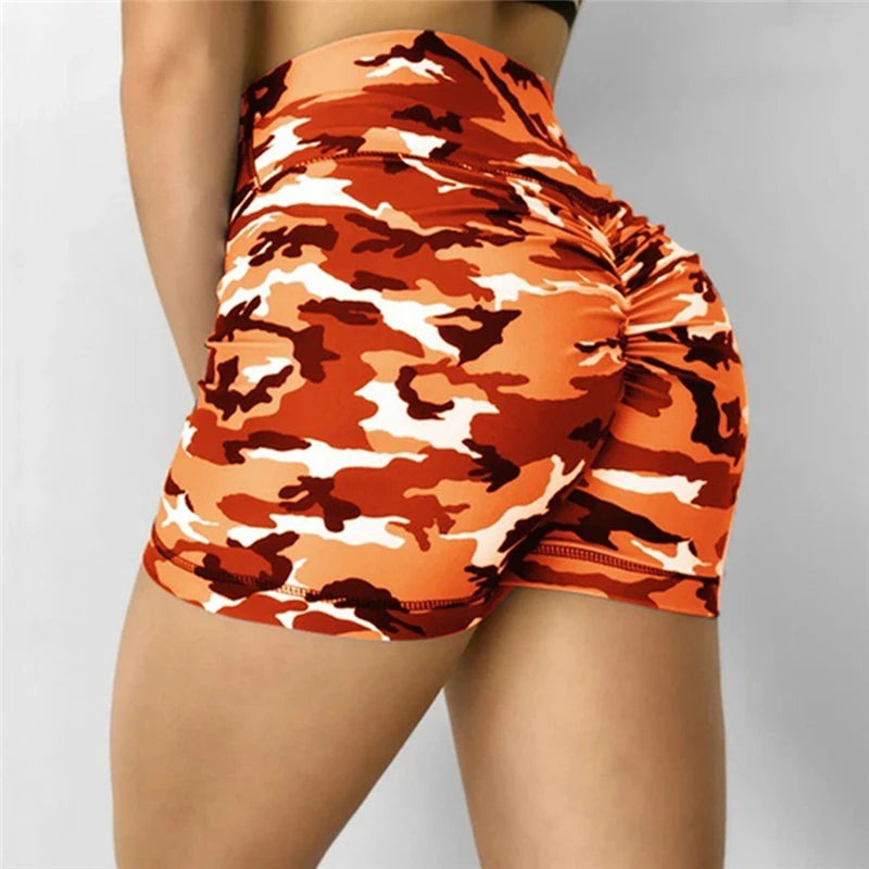 Women Short Ladies Summer Casual Camouflage Push Up Fitness Skinny Shorts Running Gym Stretch Sports Short Pants 2021 New