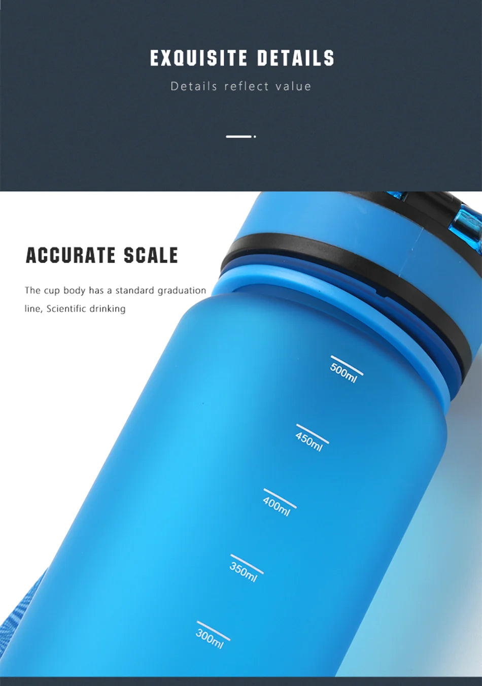 BPA-Free Sports Water Bottle | 500ml Tritan Frosted Plastic | Leakproof with Shaker & Tea Filter | Perfect for Gym & Travel