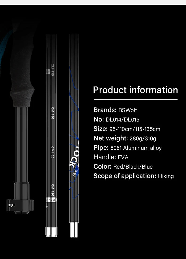 🥾 2Pcs Ultralight Trekking Poles | Folding Aluminum Walking Sticks | Hiking Canes for Nordic Walking