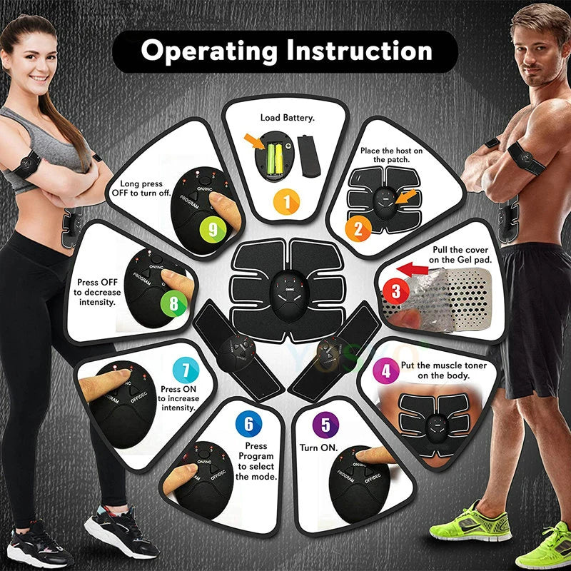 ⥠EMS Wireless Muscle Stimulator Trainer | Smart Fitness Abdominal Training & Weight Loss Stickers | Body Slimming Massager