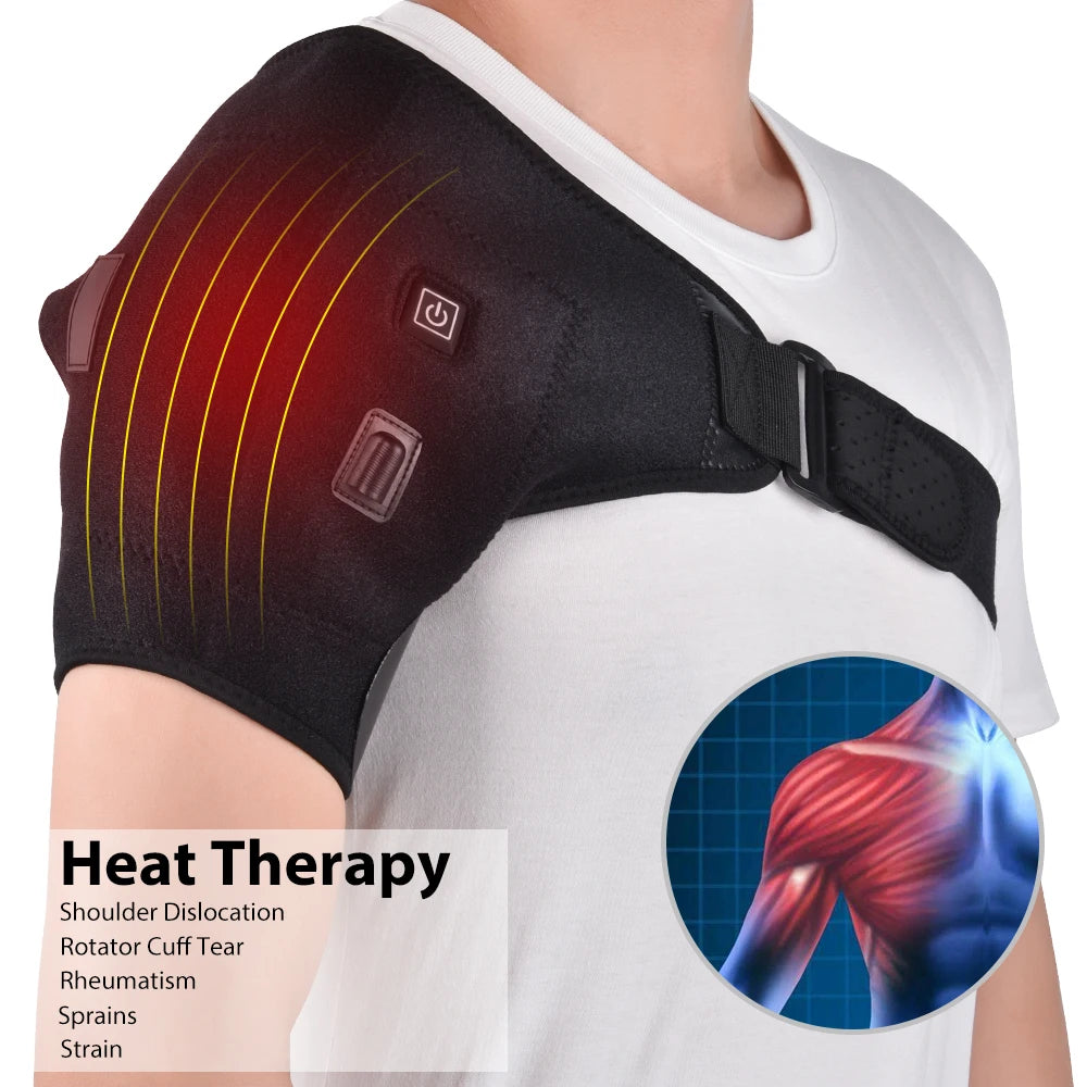 đ Heat Therapy Shoulder Brace â Adjustable Heating Pad for Frozen Shoulder, Bursitis, Tendinitis & Strain | Hot & Cold Support Wrap đ„âïž