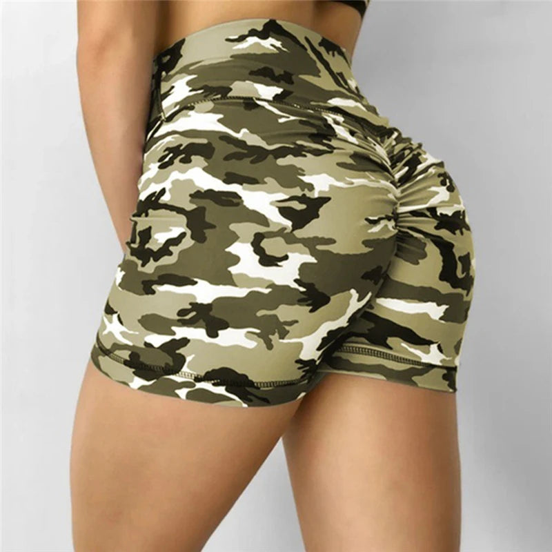 Women Short Ladies Summer Casual Camouflage Push Up Fitness Skinny Shorts Running Gym Stretch Sports Short Pants 2021 New