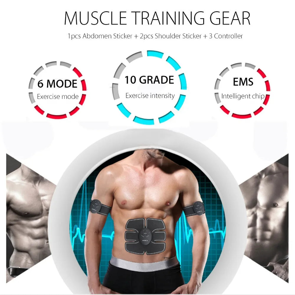 ⥠EMS Wireless Muscle Stimulator Trainer | Smart Fitness Abdominal Training & Weight Loss Stickers | Body Slimming Massager
