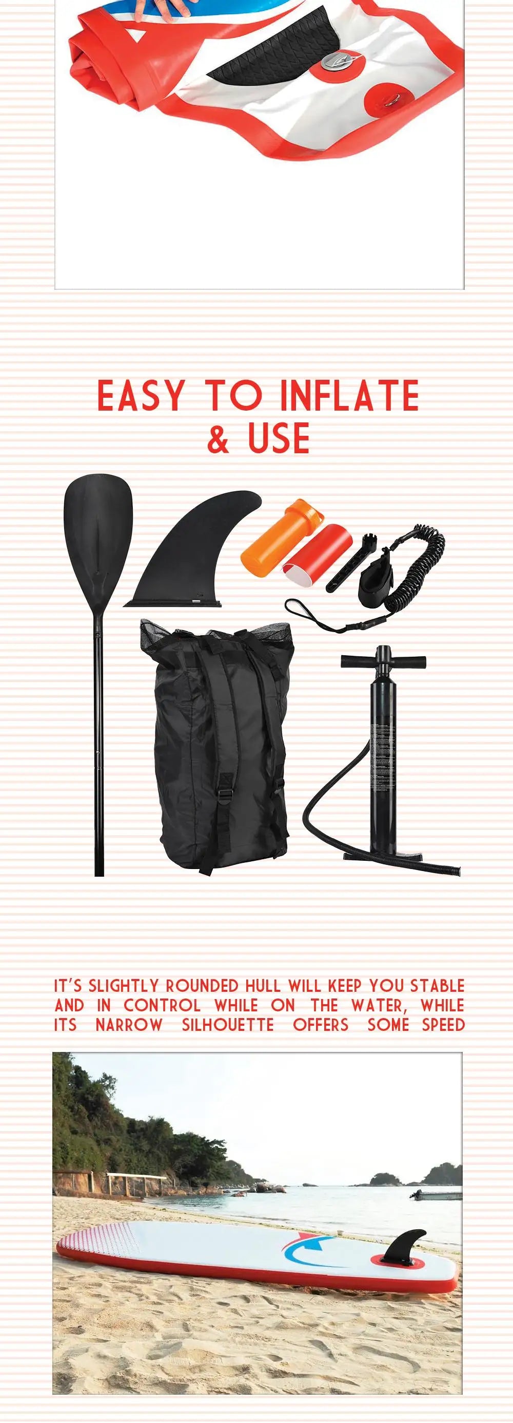 đââïž Inflatable SUP305 Stand Up Paddle Board | Non-Slip Surfboard for All Skill Levels | Includes Paddle, Fin, Waterproof Bag & Air Pump