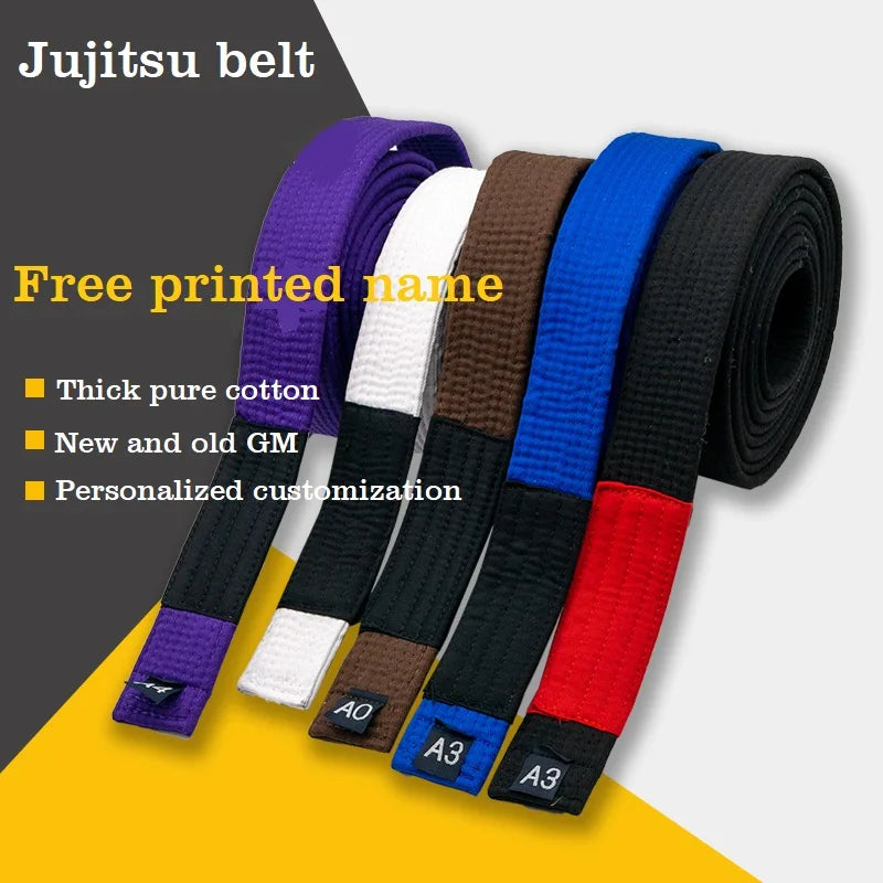 Brazilian Jiu-Jitsu (BJJ) Belts – 215cm-315cm | A0-A4 | Black, Brown, Purple, Blue, White | Free Name Embroider