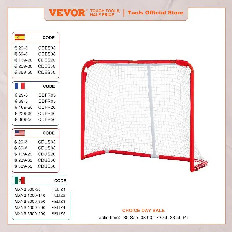 đ VEVOR Portable Steel Hockey Goal for Kids | Lightweight Street & Roller Hockey Training Net