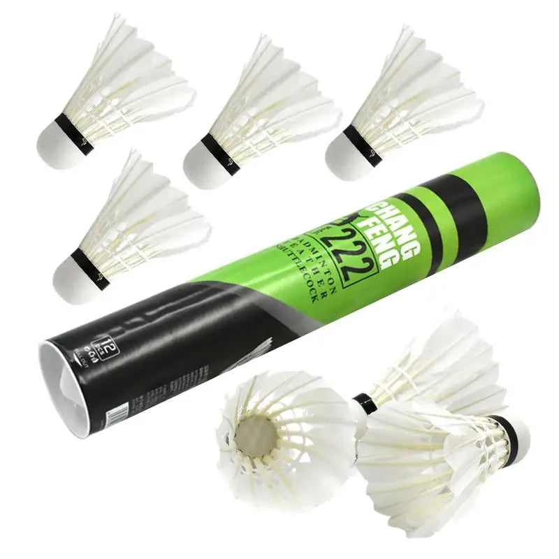 12-Pack Goose Feather Badminton Shuttlecocks Set
