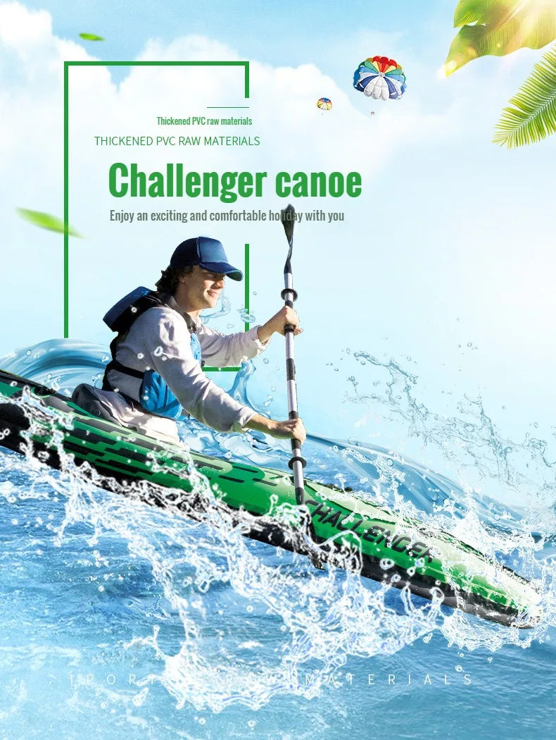 đŁââïž Adventure-Ready Inflatable Kayak â Single Person Fishing & Water Sports Raft | Includes Paddles đ