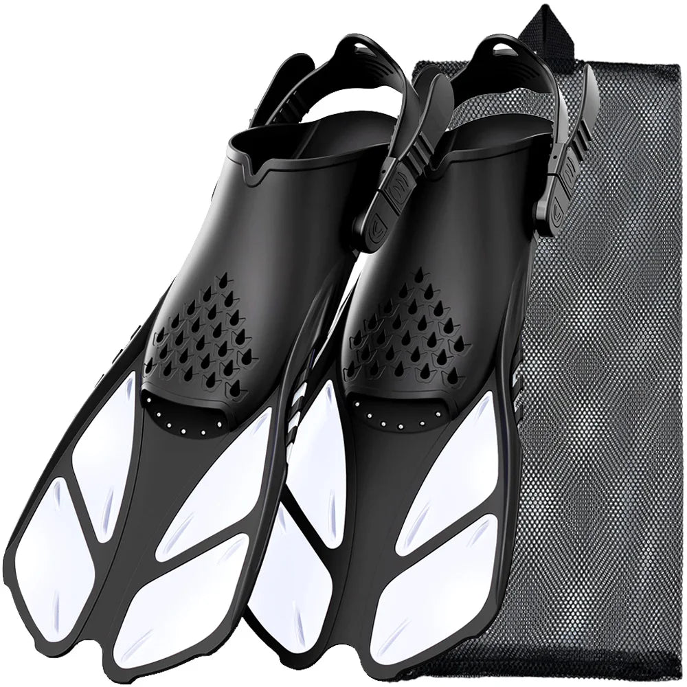 Adjustable Silicone Snorkel Fins for Adults Travel Size