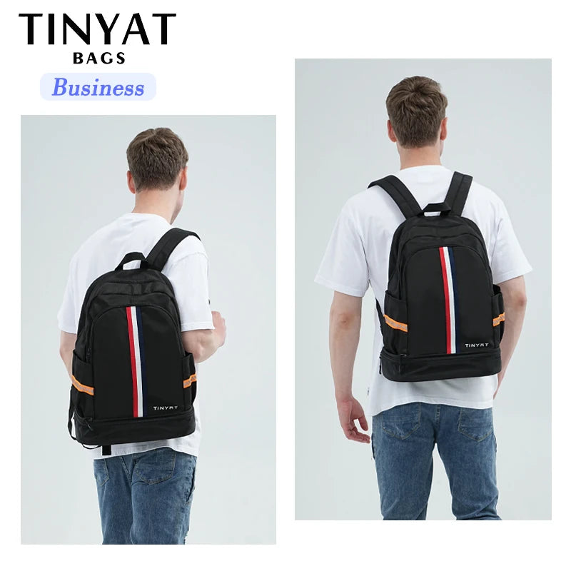TINYAT Sports Backpack Women's Waterproof Bag Purse Back to School Men's Foldable Travel Backpack with Shoe Storage for Gym