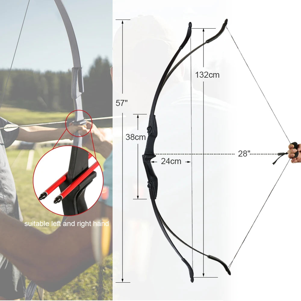 đč Toparchery 20-40lbs Takedown Recurve Bow | 57" Archery Set for Hunting | Left & Right Hand Black Hunting Bow
