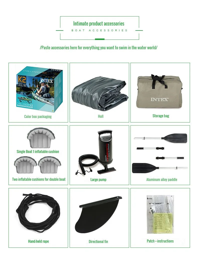 đŁââïž Adventure-Ready Inflatable Kayak â Single Person Fishing & Water Sports Raft | Includes Paddles đ