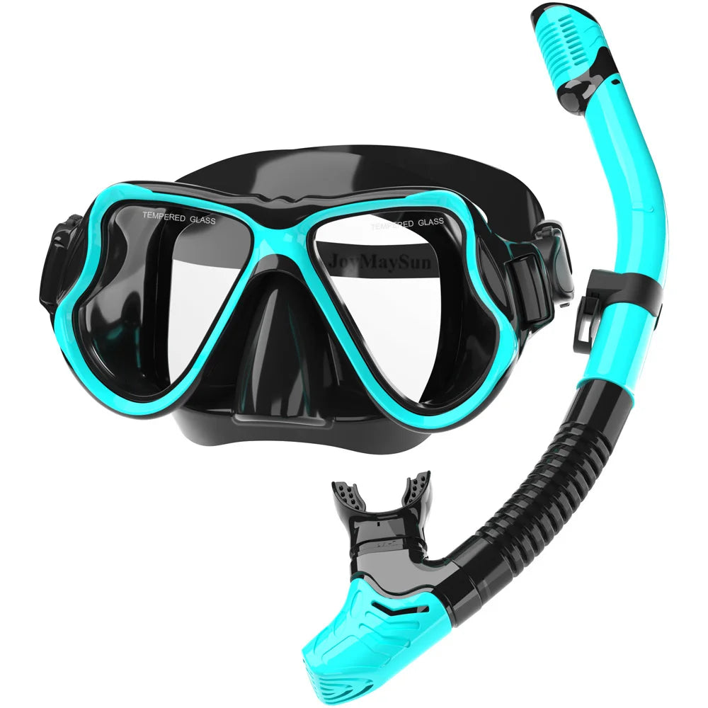 Dry Snorkel Mask Set with Panoramic Anti-Fog View for Adults