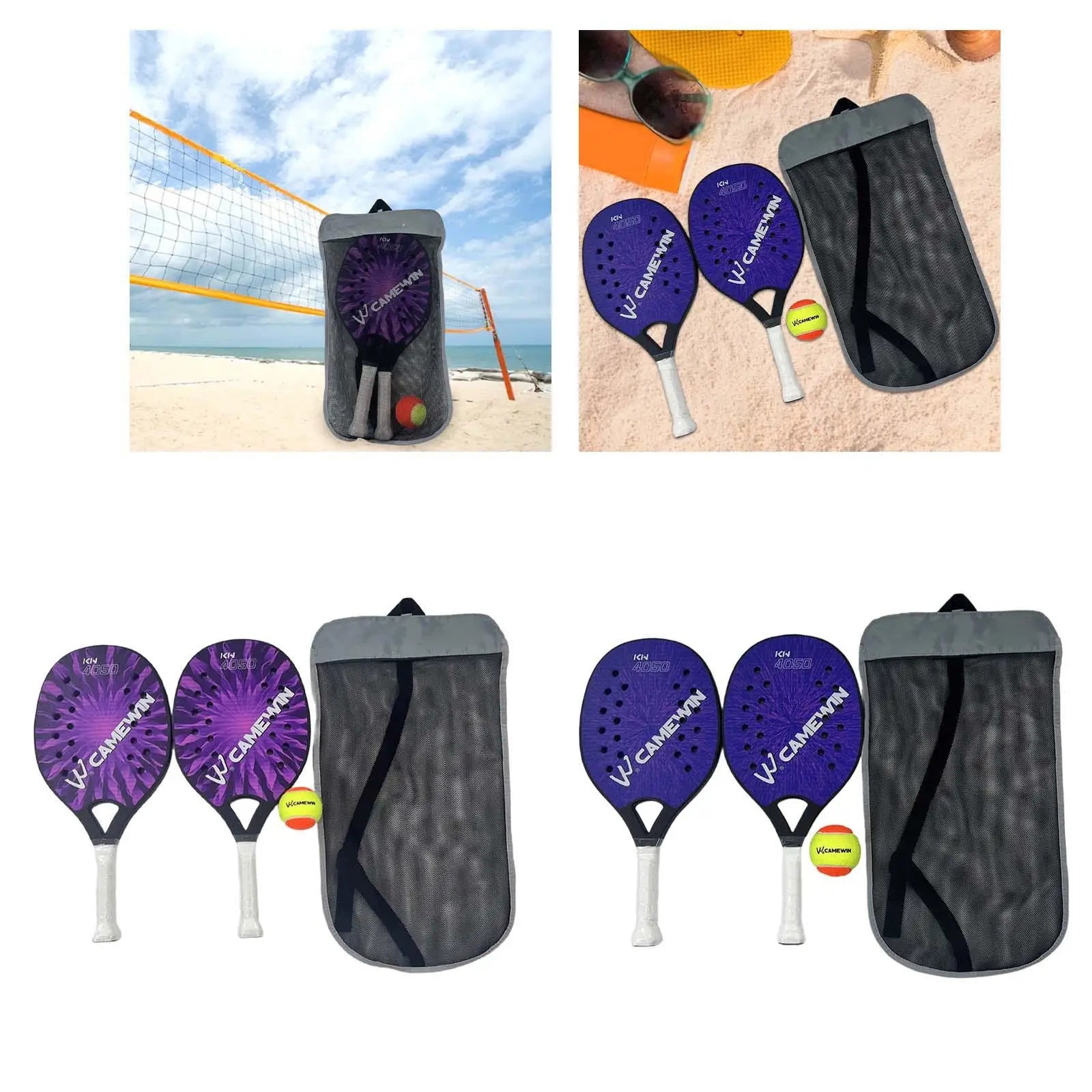 2Pcs Lightweight Beach Tennis Rackets with EVA Core