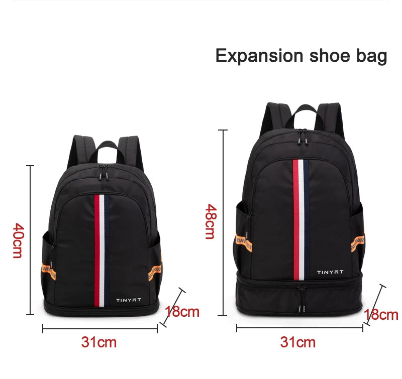 TINYAT Sports Backpack Women's Waterproof Bag Purse Back to School Men's Foldable Travel Backpack with Shoe Storage for Gym