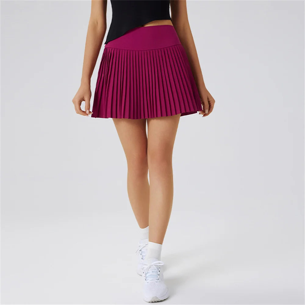 Women's Pleated Tennis Skort with Pockets and Shorts