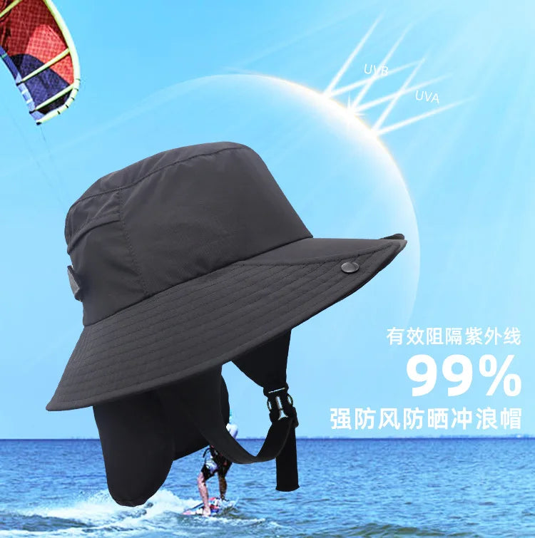 Men's Large Eaves Sun Hat – Detachable Fisherman Surf Cap for Ultimate Summer UV Protection