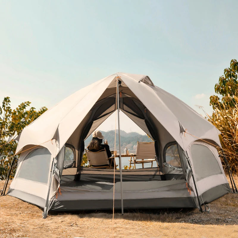 âș Hexagonal Mushroom Outdoor Tent | Quick Open for 3-6 Person Family | UV Camping Awning & Beach Pergola