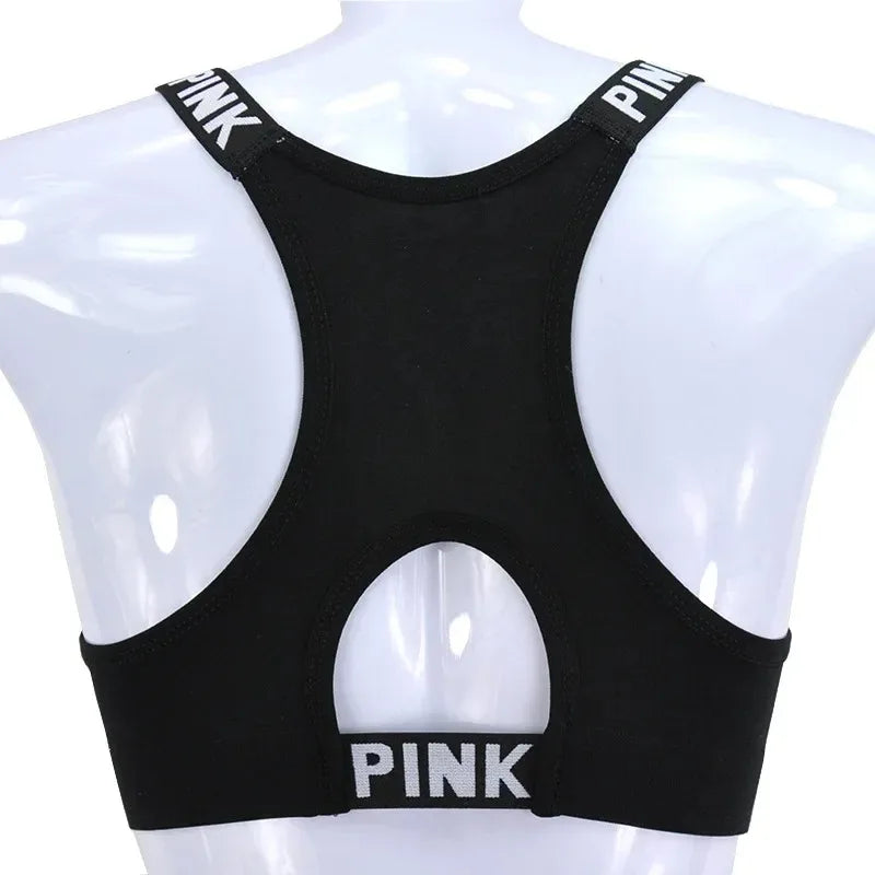 1 PC Women's Sports Bra Push Up Fitness Bra Running Yoga Gym Fitness Top Black White Letters Seamless Underwear Bras Sport
