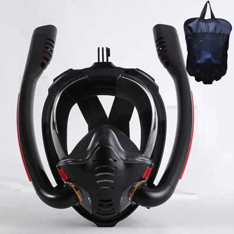 Full Dry Double Tube Snorkeling Mask for Adults