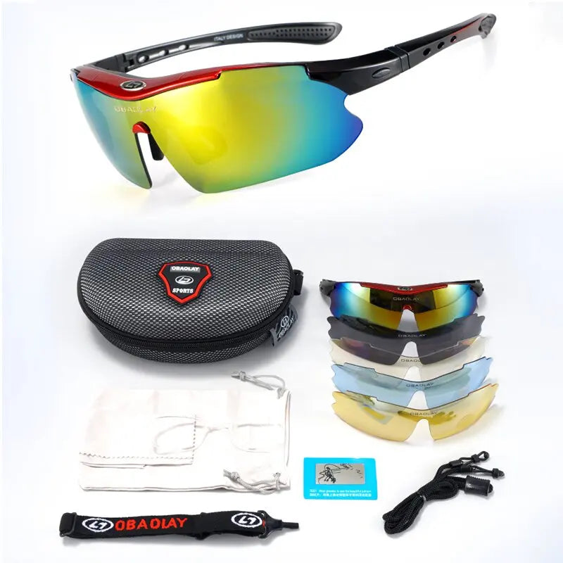 🚴♂️ Latest Cycling Sports Glasses | 5 Pcs Replaceable HD Lenses | Outdoor Polarized Goggles