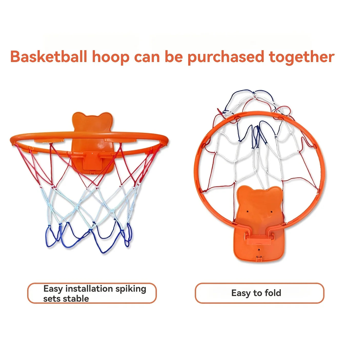 30cm Indoor Wall Mounted Basketball Hoop with Netting for Kids