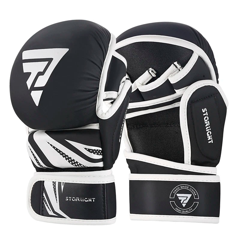 Half Finger Professional Boxing Gloves – PU Leather MMA, Karate, Muay Thai Training Gloves for Men