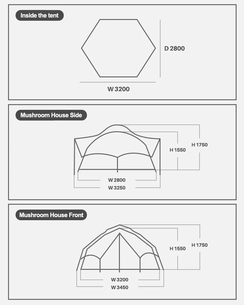 âș Hexagonal Mushroom Outdoor Tent | Quick Open for 3-6 Person Family | UV Camping Awning & Beach Pergola