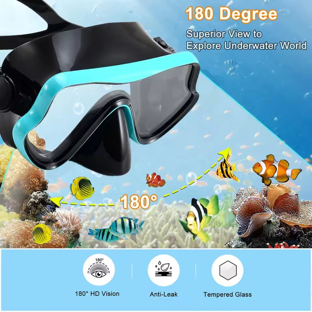 Adult Scuba Diving Mask Snorkel Set with Glass Lens