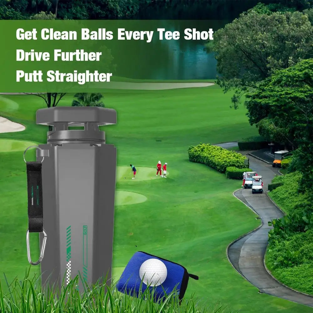 Portable Golf Ball Washer & Towel | Multipurpose Golf Ball & Club Cleaner | Essential Golf Accessory