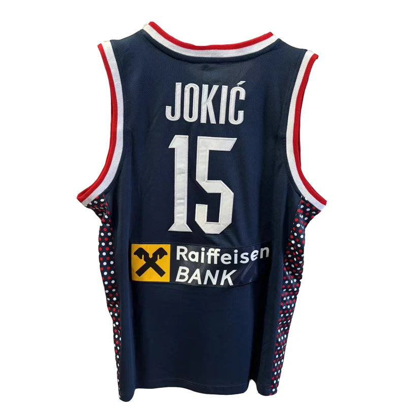 2024 Srbija 15 Jokic Basketball Jersey Navy White