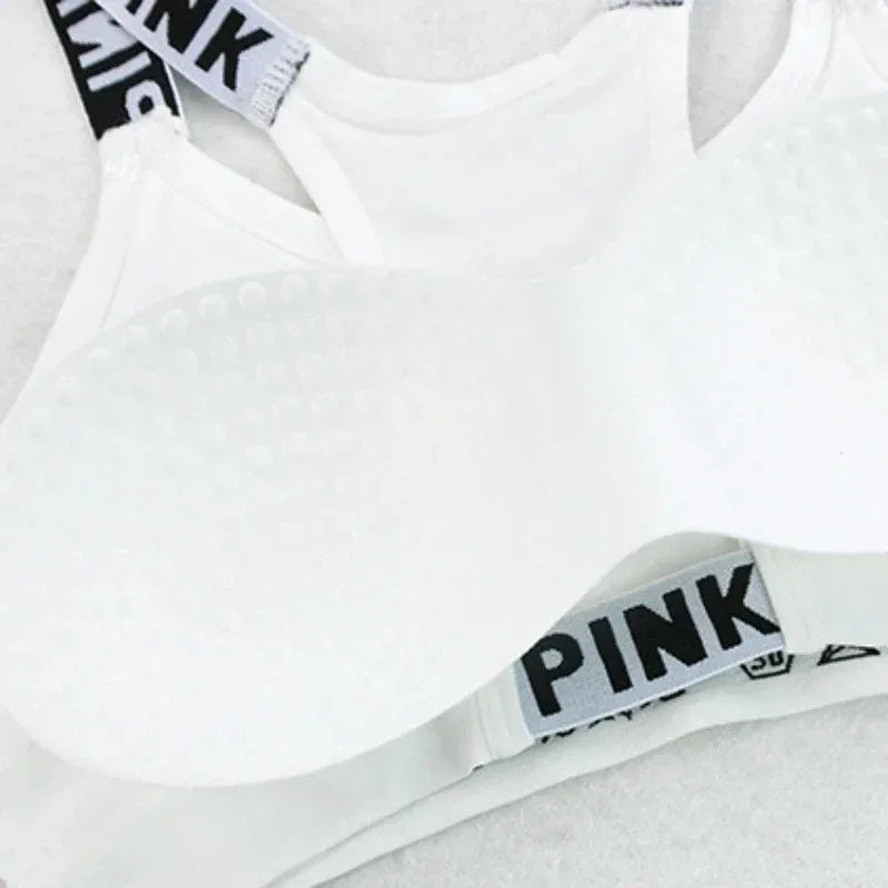 1 PC Women's Sports Bra Push Up Fitness Bra Running Yoga Gym Fitness Top Black White Letters Seamless Underwear Bras Sport