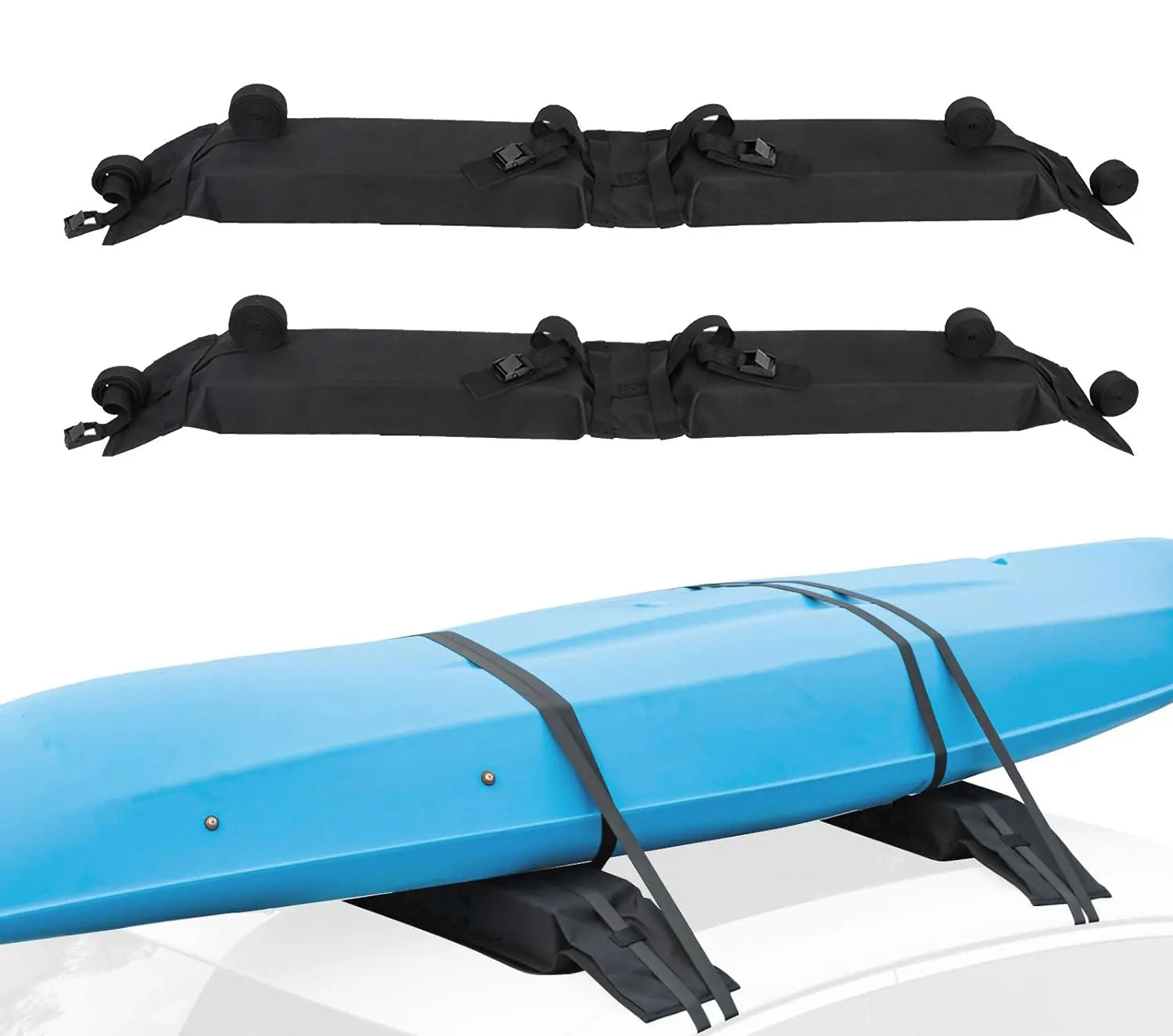 đ Car Soft Roof Rack Pads | Kayak, Surfboard, SUP, & Canoe Carrier | Cargo Tie Down Straps for SUVs