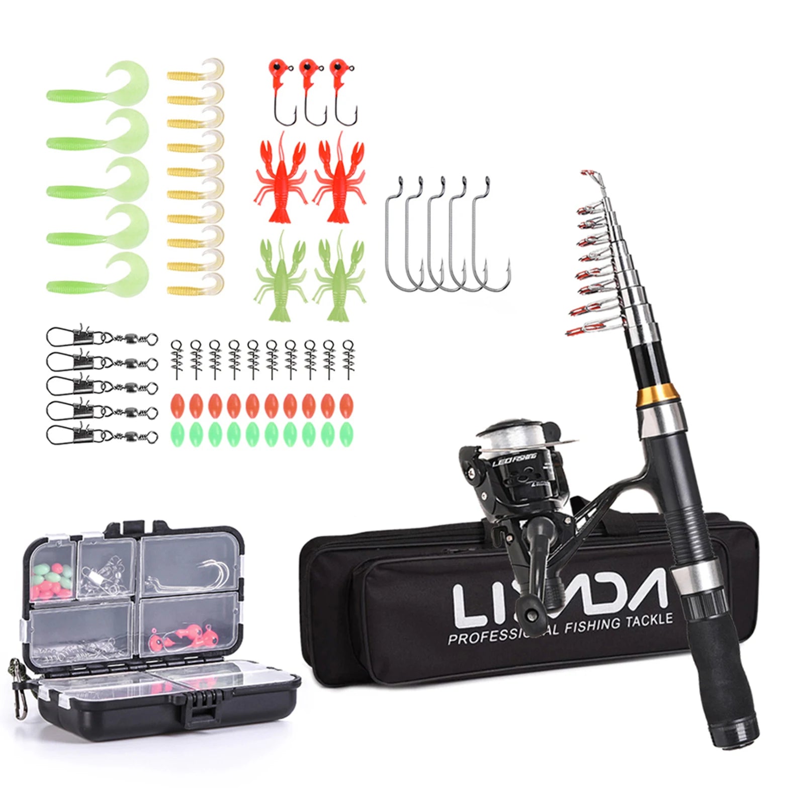 đŁ Lixada 2.1m/2.3m Telescopic Fishing Rod & Reel Combo â Carbon Fiber Rod with Spinning Reel & Carrying Bag đ