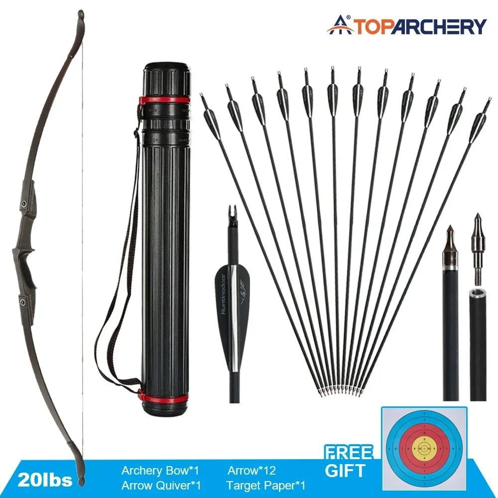 đč Toparchery 20-40lbs Takedown Recurve Bow | 57" Archery Set for Hunting | Left & Right Hand Black Hunting Bow